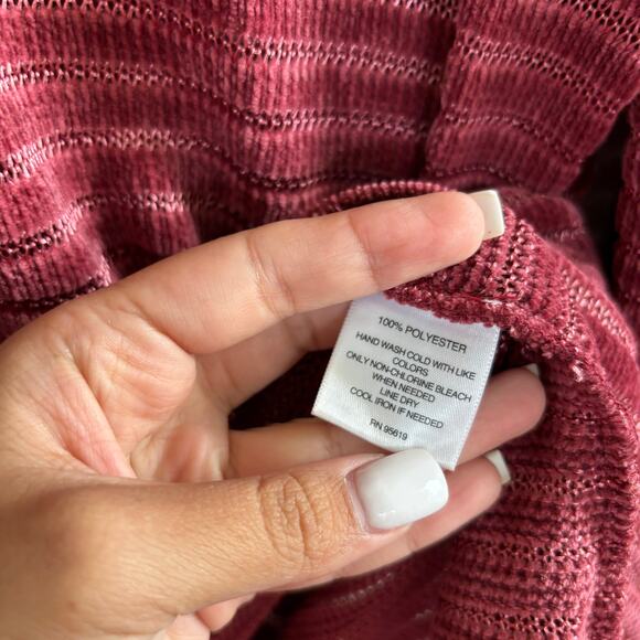 Hannah Red Burgundy Long Sleeve Crew Neck Sweater Women's Size Large - Picture 6 of 8